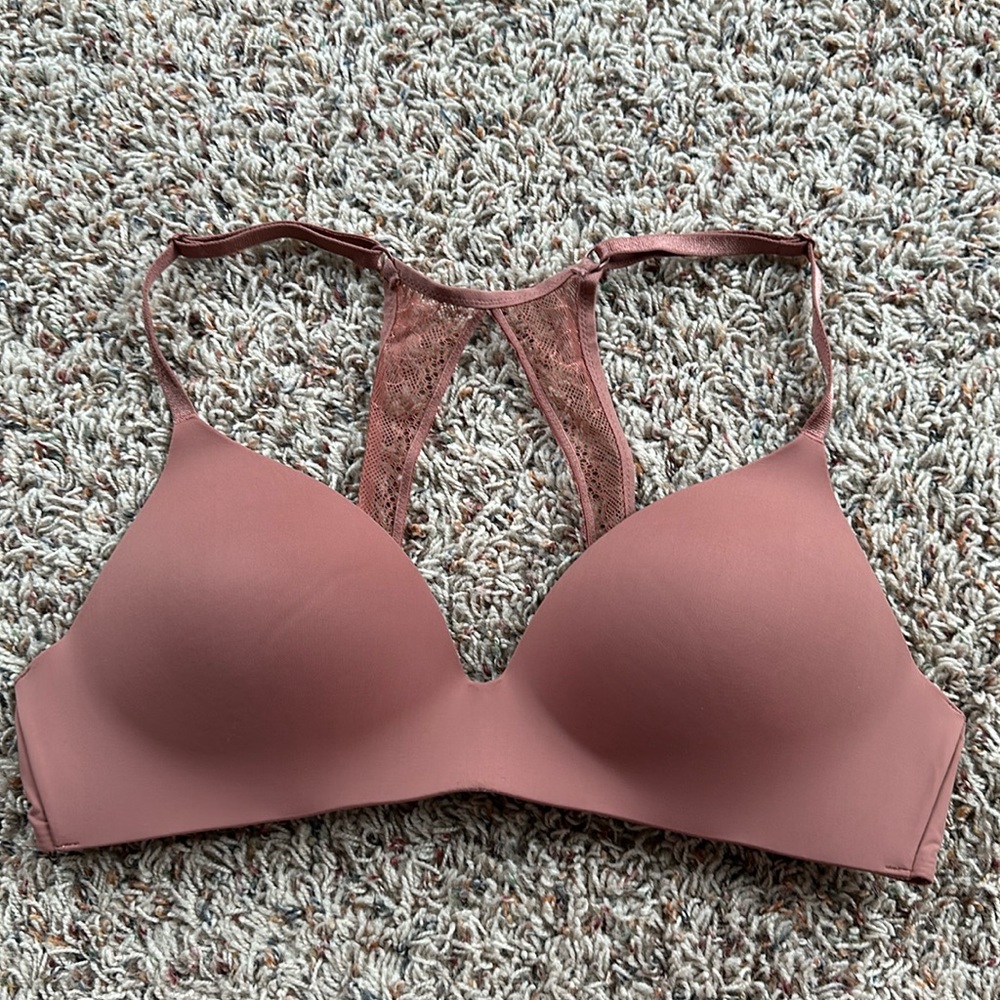 Victoria's Secret Dusty Rose T-Shirt Bra with Lace Racerback